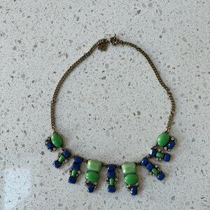 Blue & Green artificial Stone Brass Necklace